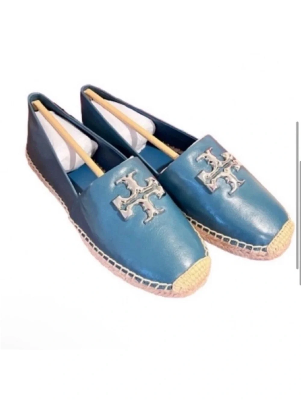🆕-Tory Burch Eleanor Leather Espadrille in Brisk Blue. Size: 8. NWT